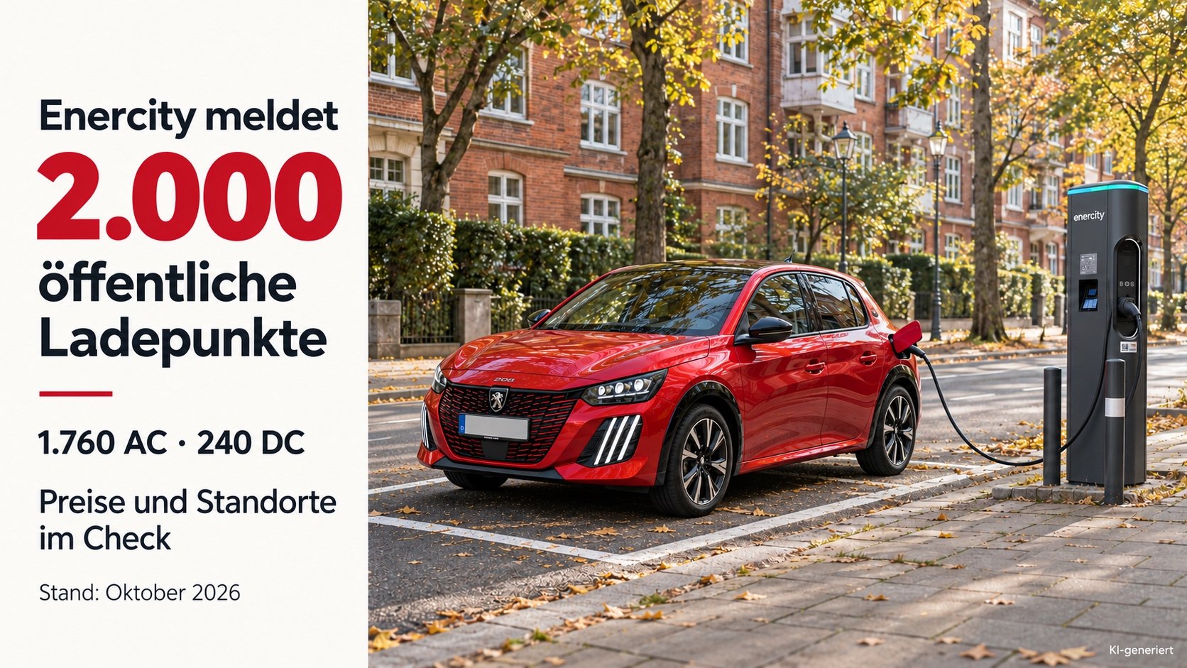  Enercity-Ladesäule in einer Wohnstraße in Hannover, ein E-Auto lädt | Caption: Ladesäule am Straßenrand in einem Hannoveraner Wohngebiet 