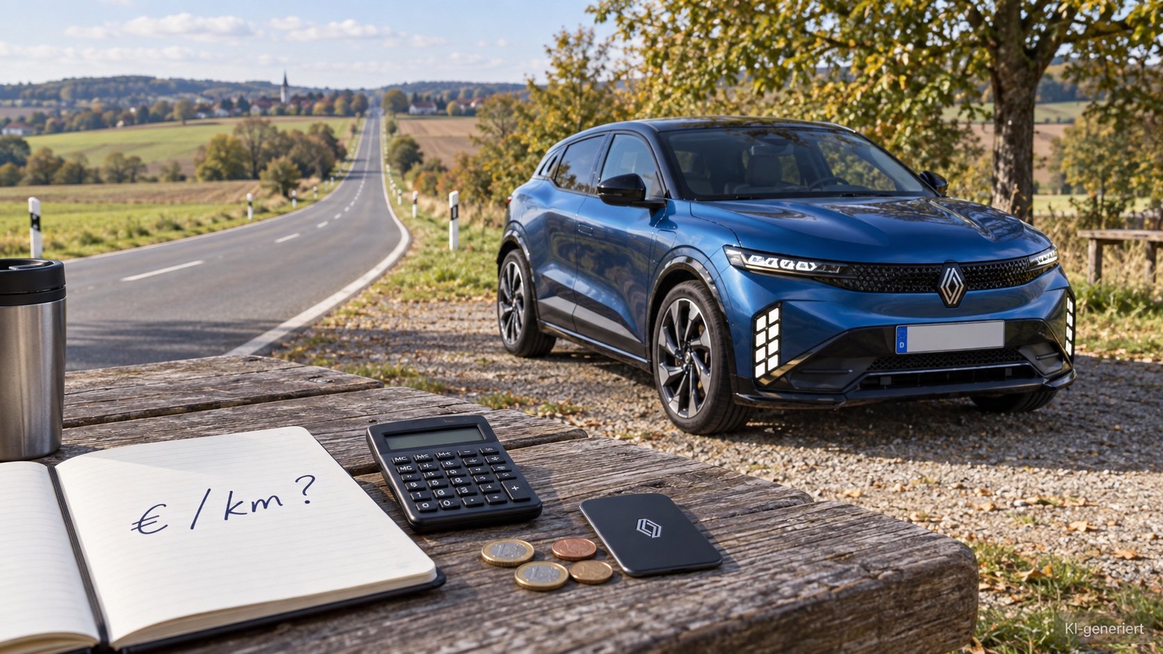 Elektroauto lädt an einer Ladesäule an einer deutschen Landstraße – Thema Kilometersteuer für E-Autos