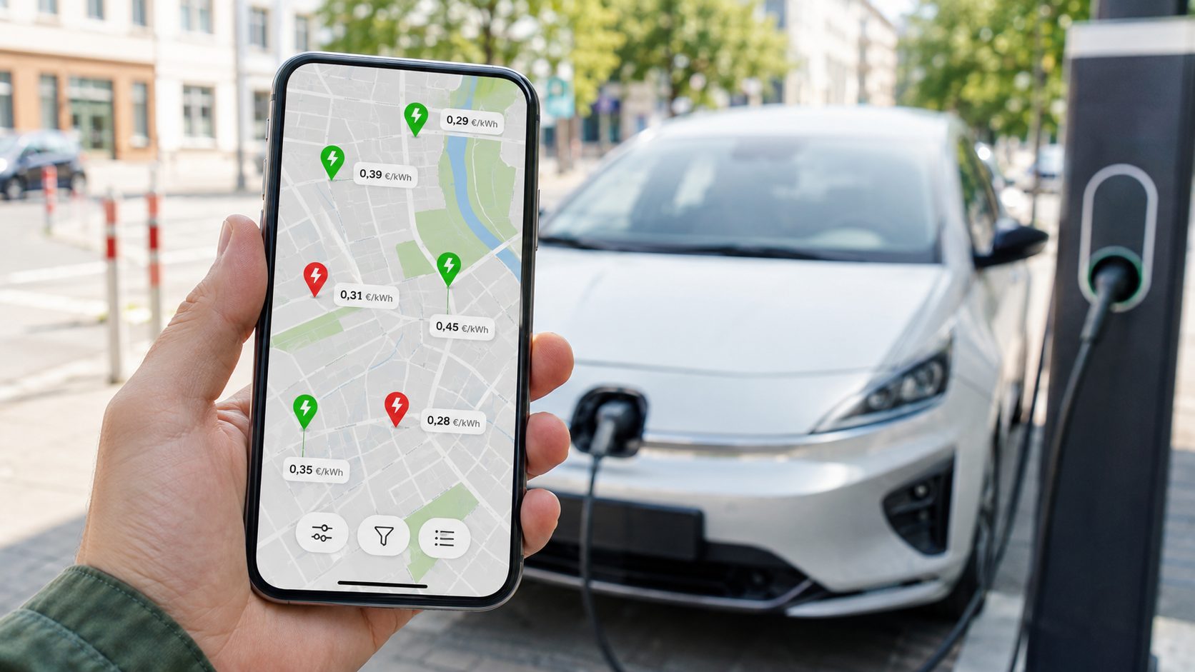 Lade-App zeigt freie und belegte Ladestationen mit Preisen in der N&auml;he